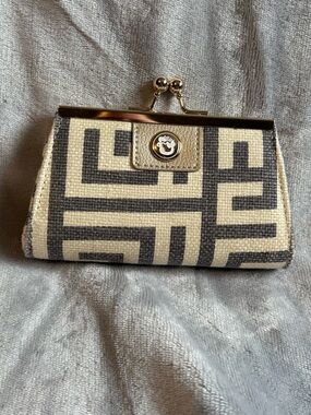 Spartina 449 De Renne Kiss-lock Linen & Leather Coin Pouch